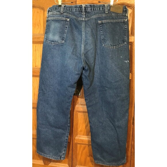 Cabela's Blue Jeans Men's Size 42x28 Brown Flannel Lined Relaxed Denim High Rise - Picture 8 of 12